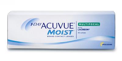 Pack of 30 lenses. 1-DAY ACUVUE® MOIST Brand MULTIFOCAL Contact Lenses with LACREON® Technology and UV Blocking